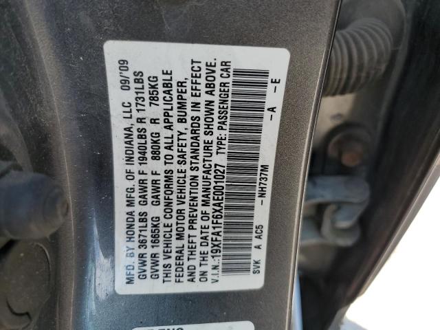 19XFA1F6XAE001027 - 2010 HONDA CIVIC LX-S فضي صورة 12