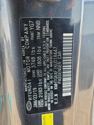 KMHTG6AF1KU018447 - 2019 HYUNDAI VELOSTER BASE Graphite photo 12