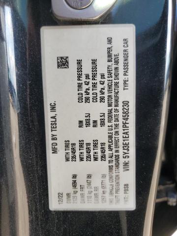 5YJ3E1EA1PF458230 - 2023 TESLA MODEL 3 Czarny zdjęcie 13