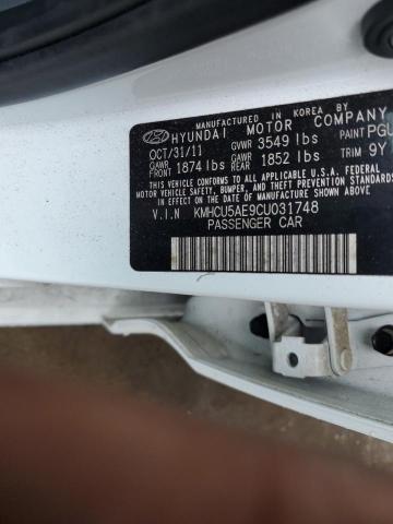 KMHCU5AE9CU031748 - 2012 HYUNDAI ACCENT GLS Weiß Foto 12