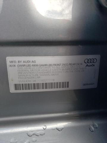 WAUDH78E77A027779 - 2007 AUDI A4 3.2 QUATTRO SILVER photo 12