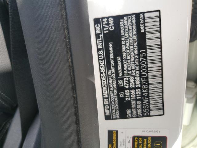 55SWF4KB7FU030751 - 2015 MERCEDES-BENZ C 300 4MATIC WHITE photo 12