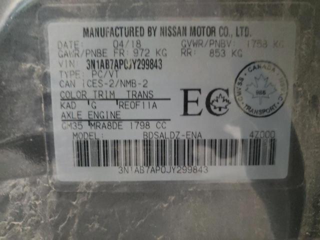 3N1AB7AP0JY299843 - 2018 NISSAN SENTRA S გრაფიტი ფოტო 13