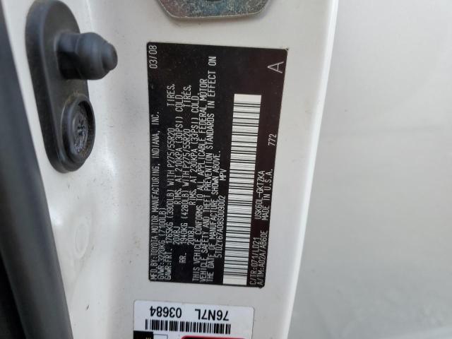 5TDZY67A08S009002 - 2008 TOYOTA SEQUOIA PLATINUM WHITE photo 13