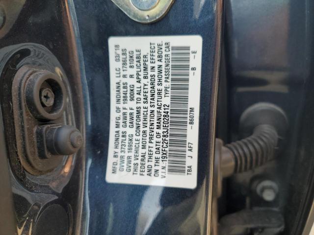 19XFC2F83JE028412 - 2018 HONDA CIVIC EX GRAY photo 12