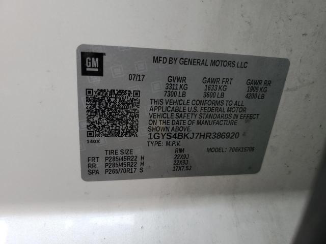 1GYS4BKJ7HR386920 - 2017 CADILLAC ESCALADE LUXURY Белый фото 13