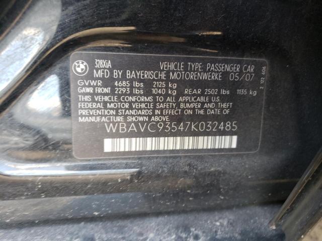 WBAVC93547K032485 - 2007 BMW 328 XI BLACK photo 12