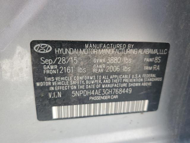 5NPDH4AE3GH768449 - 2016 HYUNDAI ELANTRA SE SILVER photo 12