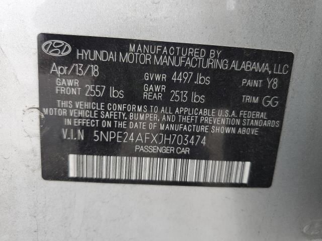 5NPE24AFXJH703474 - 2018 HYUNDAI SONATA SE SILVER photo 12