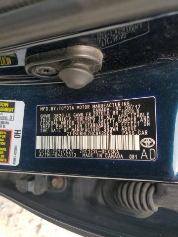 2T1BURHE7HC943909 - 2017 TOYOTA COROLLA L BLUE photo 13