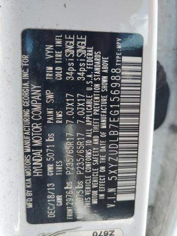 5XYZUDLB7EG156988 - 2014 HYUNDAI SANTA FE S WHITE photo 13