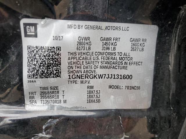 1GNERGKW7JJ131600 - 2018 CHEVROLET TRAVERSE LT Qara foto 13