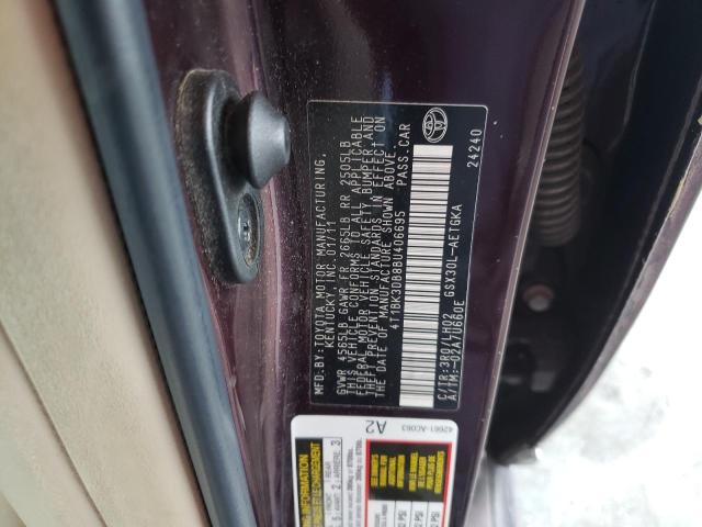 4T1BK3DB8BU406695 - 2011 TOYOTA AVALON BASE Bordo foto 12