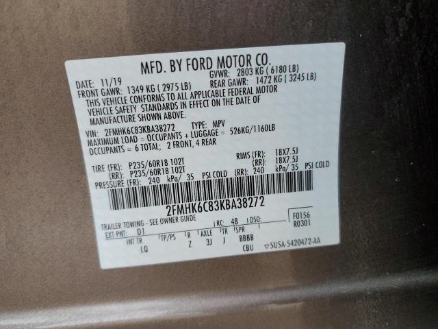 2FMHK6C83KBA38272 - 2019 FORD FLEX SEL TAN photo 13