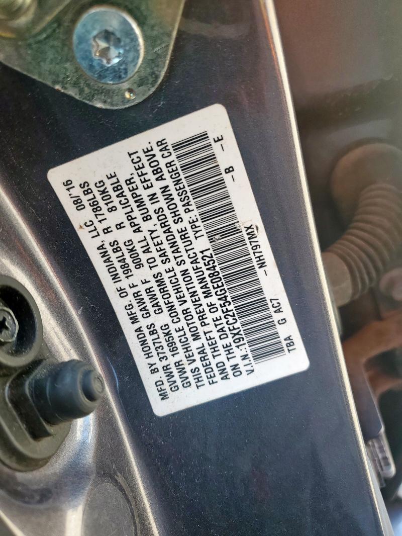 19XFC2F54GE084521 - 2016 HONDA CIVIC LX GRAY photo 12