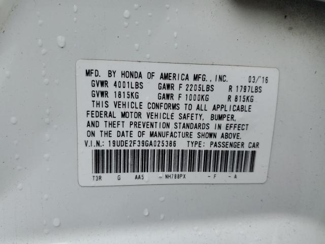 19UDE2F39GA025386 - 2016 ACURA ILX BASE WATCH PLUS WHITE photo 12