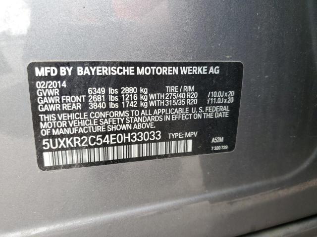 5UXKR2C54E0H33033 - 2014 BMW X5 SDRIVE35I GRAY photo 14