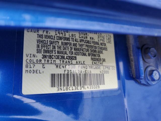 3N1BC13E39L435028 - 2009 NISSAN VERSA S BLUE photo 13