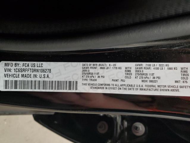 1C6SRFFT0RN106278 - 2024 RAM 1500 BIG HORN/LONE STAR BLACK photo 12