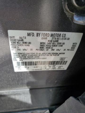 1FM5K7F88EGA01607 - 2014 FORD EXPLORER LIMITED GRAY photo 14