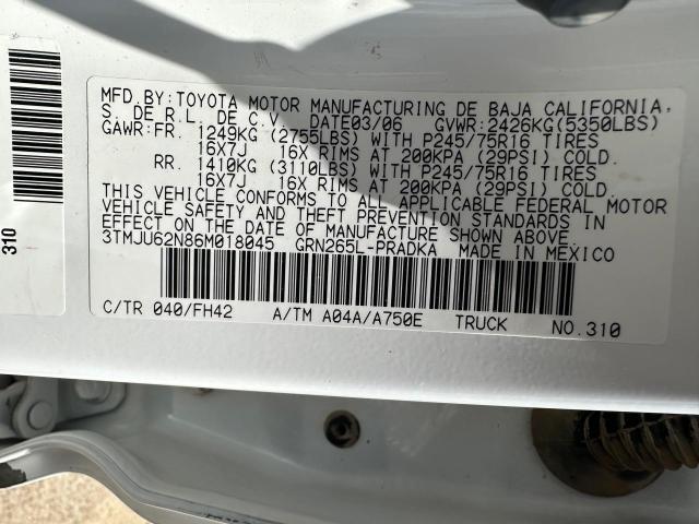 3TMJU62N86M018045 - 2006 TOYOTA TACOMA DOUBLE CAB PRERUNNER WHITE photo 10