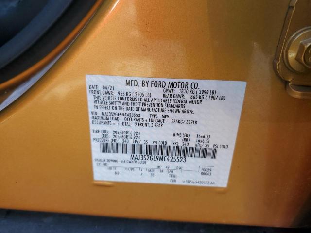 MAJ3S2GE9MC425523 - 2021 FORD ECOSPORT SE Orange photo 14