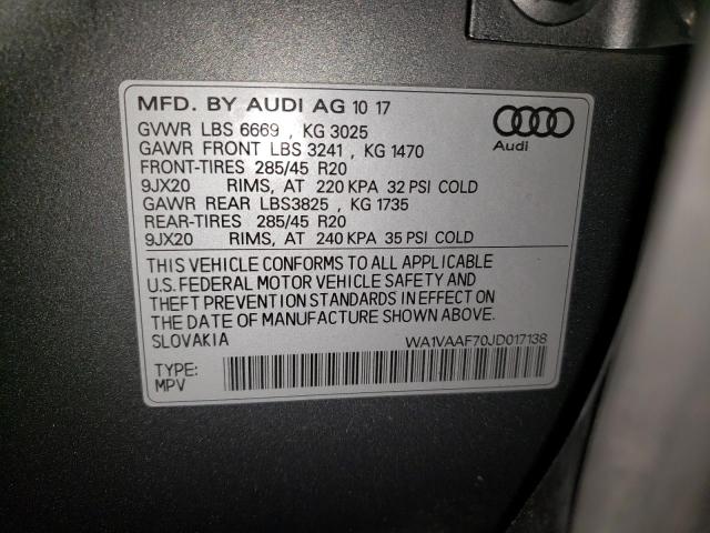 WA1VAAF70JD017138 - 2018 AUDI Q7 PRESTIGE GRAY photo 13