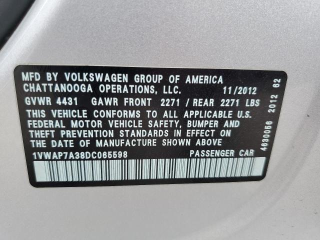 1VWAP7A38DC065598 - 2013 VOLKSWAGEN PASSAT S SILVER photo 12