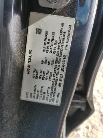 5YJ3E1EB7NF194145 - 2022 TESLA MODEL 3 GRAY photo 13