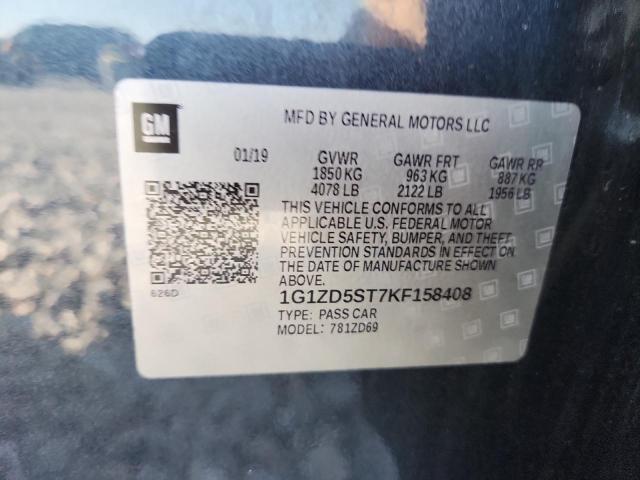 1G1ZD5ST7KF158408 - 2019 CHEVROLET MALIBU LT GRAY photo 13