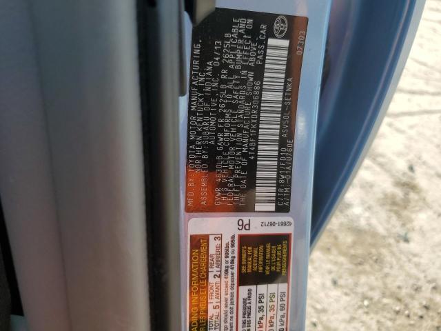 4T4BF1FKXDR306886 - 2013 TOYOTA CAMRY L BLUE photo 13