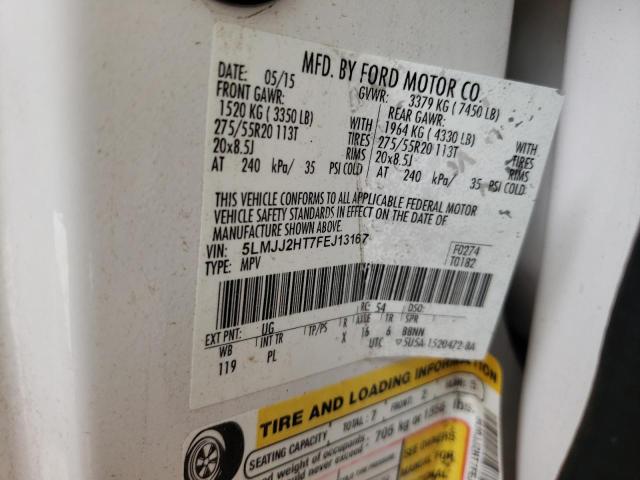 5LMJJ2HT7FEJ13167 - 2015 LINCOLN NAVIGATOR 白色 照片 14