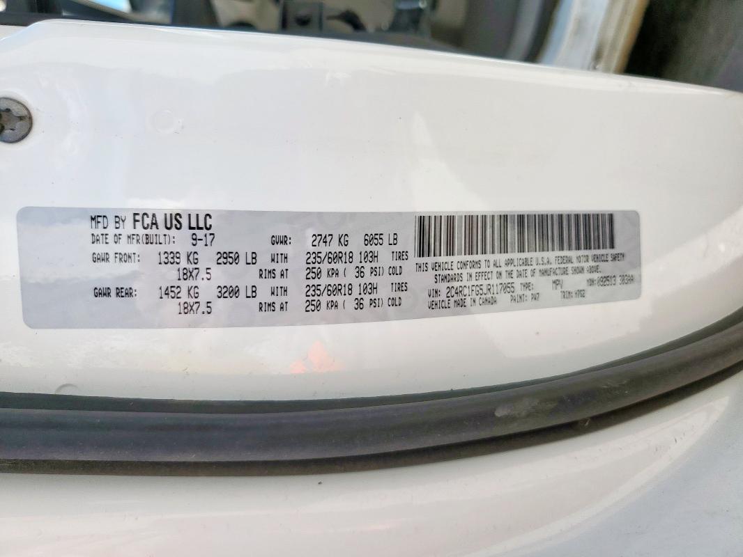 2C4RC1FG5JR117055 - 2018 CHRYSLER PACIFICA TOURING PLUS 白色 照片 13