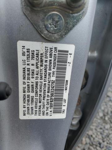 19XFB2F56EE242762 - 2014 HONDA CIVIC LX SILVER photo 12