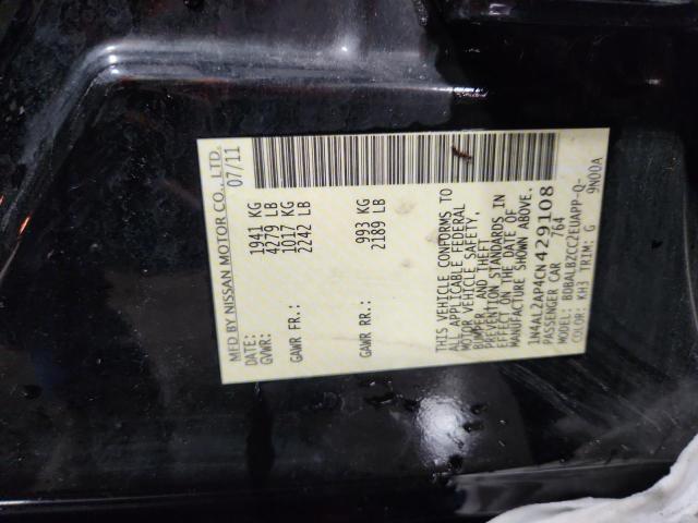 1N4AL2AP4CN429108 - 2012 NISSAN ALTIMA BASE BLACK photo 12
