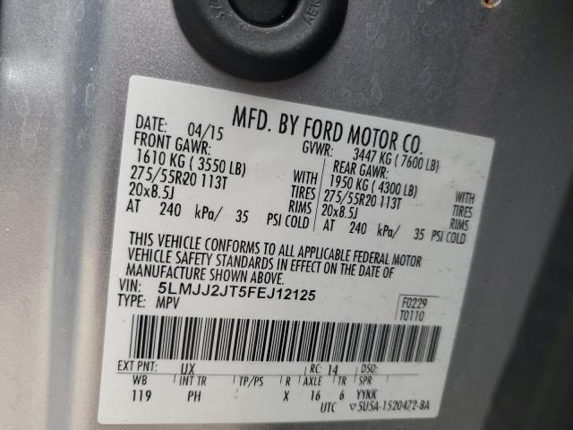 5LMJJ2JT5FEJ12125 - 2015 LINCOLN NAVIGATOR SILVER photo 13