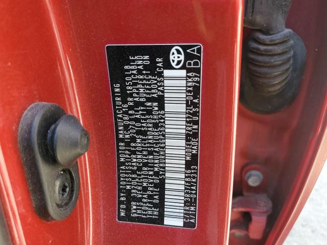 5YFBURHE6GP563426 - 2016 TOYOTA COROLLA L RED photo 12