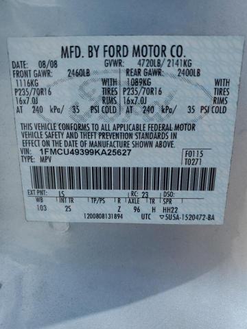1FMCU49399KA25627 - 2009 FORD ESCAPE HYBRID TURQUOISE photo 14