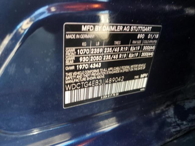 WDCTG4EB3JJ489042 - 2018 MERCEDES-BENZ GLA 250 Azul foto 13