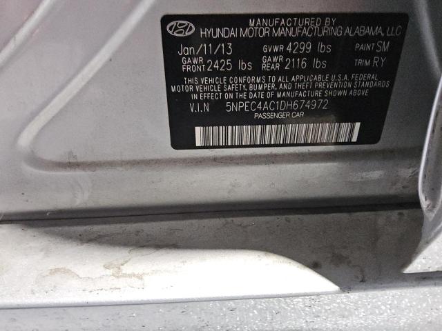 5NPEC4AC1DH674972 - 2013 HYUNDAI SONATA SE SILVER photo 12