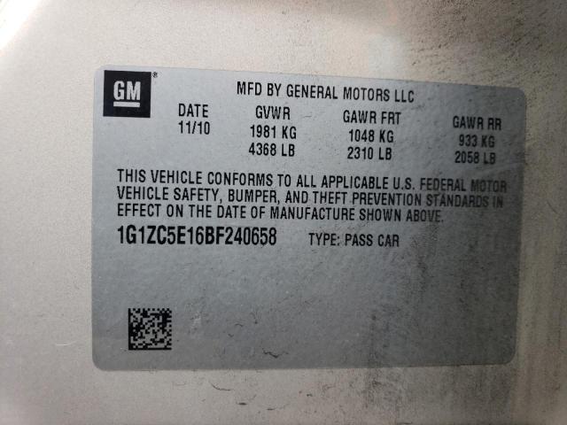 1G1ZC5E16BF240658 - 2011 CHEVROLET MALIBU 1LT 米色 照片 12