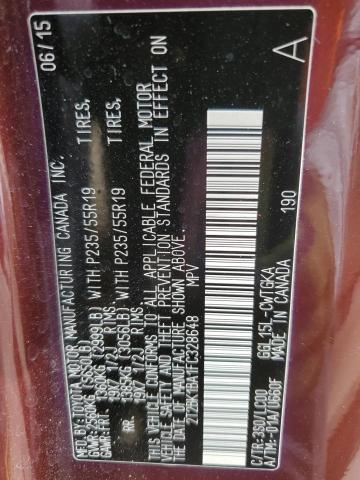 2T2BK1BA1FC328648 - 2015 LEXUS RX 350 BASE MAROON photo 13