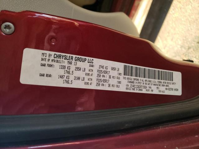 2C4RC1CG6DR715924 - 2013 CHRYSLER TOWN & COU TOURING L MAROON photo 13