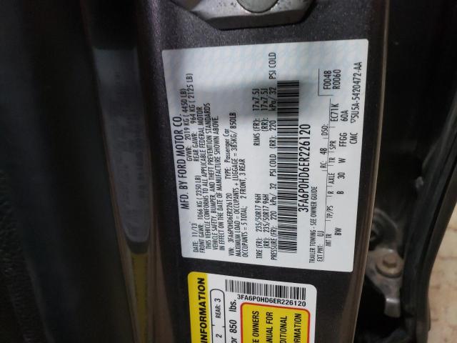 3FA6P0HD6ER226120 - 2014 FORD FUSION SE GRAY photo 12