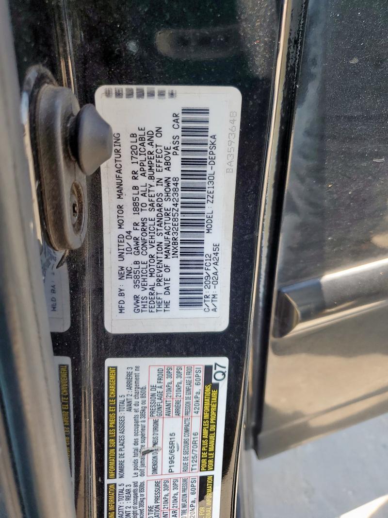 1NXBR32E85Z423848 - 2005 TOYOTA COROLLA CE შავი ფოტო 12