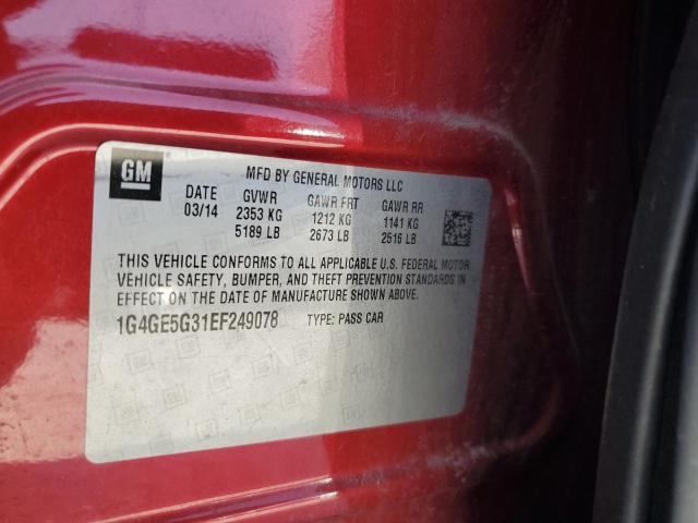 1G4GE5G31EF249078 - 2014 BUICK LACROSSE PREMIUM Qırmızı foto 12