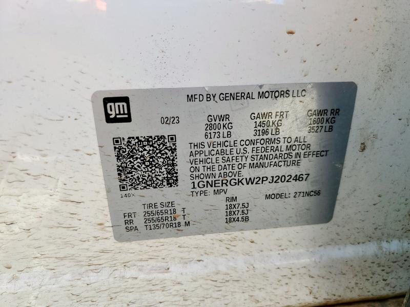 1GNERGKW2PJ202467 - 2023 CHEVROLET TRAVERSE LT أبيض صورة 13