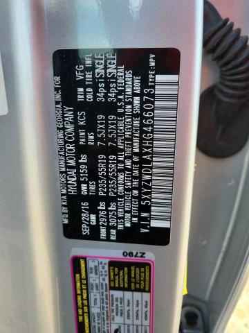 5XYZWDLAXHG466073 - 2017 HYUNDAI SANTA FE S Сріблястий фото 13