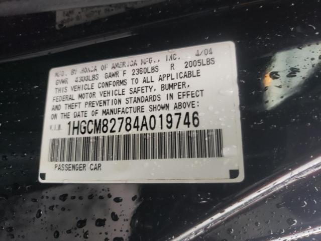 1HGCM82784A019746 - 2004 HONDA ACCORD EX BLACK photo 12