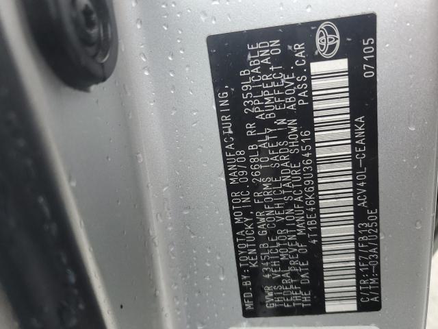 4T1BE46K69U364516 - 2009 TOYOTA CAMRY BASE SILVER photo 12